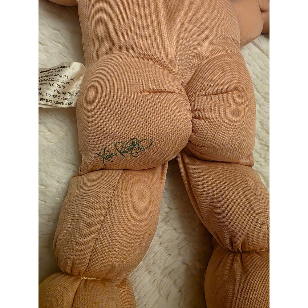 Vintage 1982 Cabbage Patch Kids Doll Brown Hair Yarn Pigtails Green Sleeper 80s - Picture 12 of 16